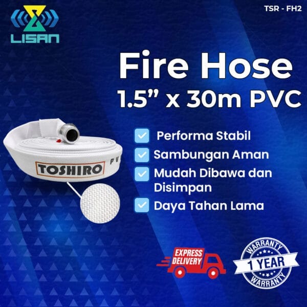 Fire Hose 1.5 inch x 30 Meter PVC 13 Bar