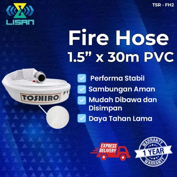 Fire Hose 1.5 inch x 30 Meter PVC 13 Bar