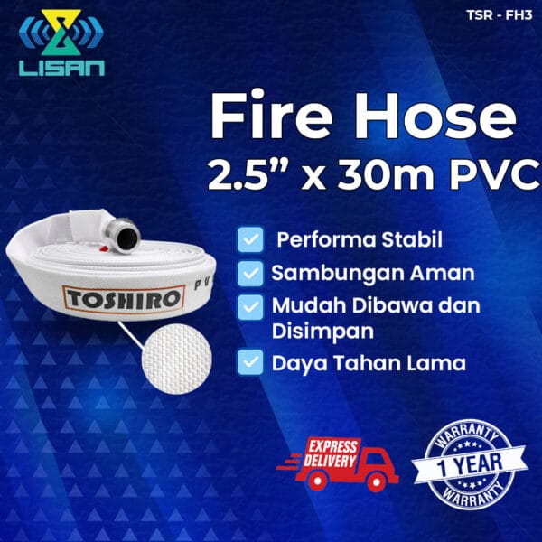 Fire Hose 2.5 inch x 30 Meter PVC 13 Bar