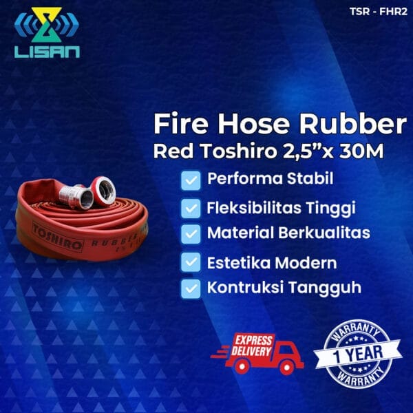 Fire Hose Rubber Red Toshiro 2.5 Inch x 30 Meter